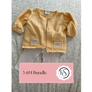 Vintage Gymboree Yellow Cotton Cardigan Outfit Set, 3–6M